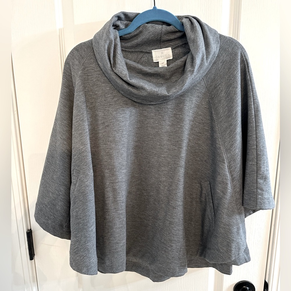 Carlson Grey Jersey Cowl Turtleneck Cape Size XS/S